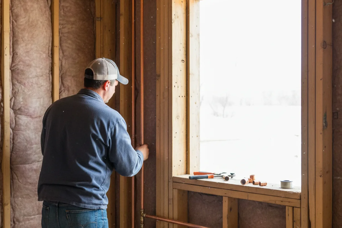 Licensed plumber running new copper supply lines in a Osseo home