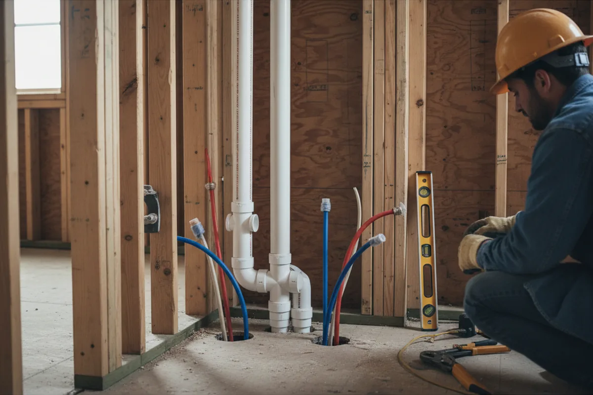 Drain and supply rough-in during Leak Detection in Osseo